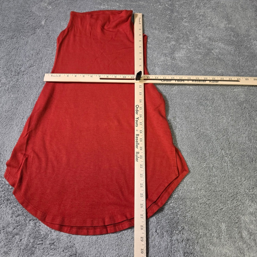 Leith Womens S Mock Neck Tank Top Red Sleeveless Curved Hem Knit TL337777MI - Picture 2 of 6